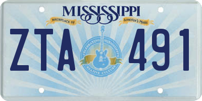 MS license plate ZTA491