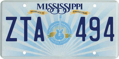 MS license plate ZTA494