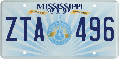 MS license plate ZTA496