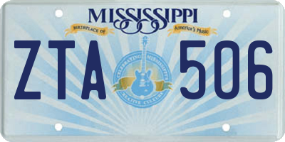 MS license plate ZTA506