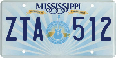 MS license plate ZTA512