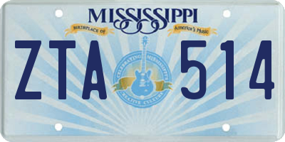MS license plate ZTA514