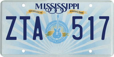 MS license plate ZTA517