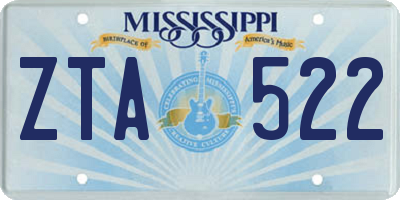 MS license plate ZTA522