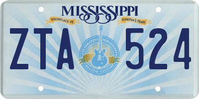 MS license plate ZTA524