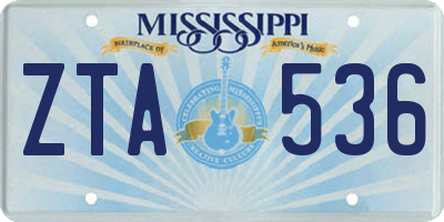MS license plate ZTA536