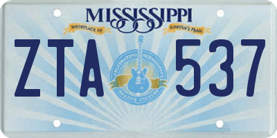 MS license plate ZTA537