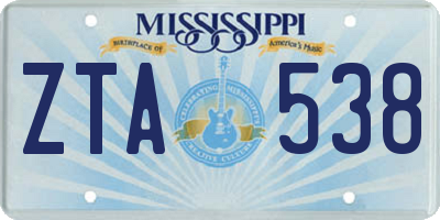 MS license plate ZTA538