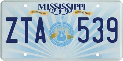 MS license plate ZTA539