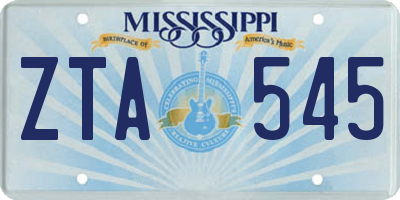 MS license plate ZTA545