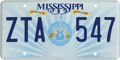 MS license plate ZTA547