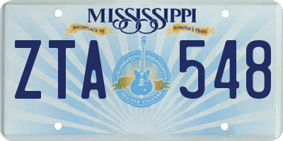 MS license plate ZTA548