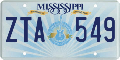 MS license plate ZTA549