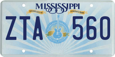 MS license plate ZTA560