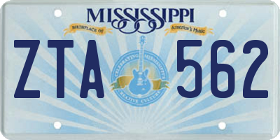 MS license plate ZTA562
