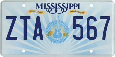 MS license plate ZTA567