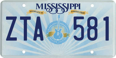 MS license plate ZTA581
