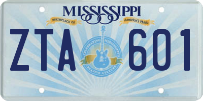 MS license plate ZTA601