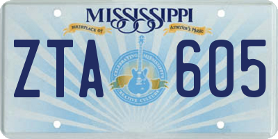 MS license plate ZTA605