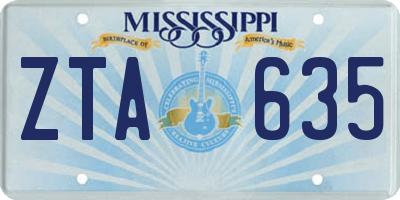 MS license plate ZTA635