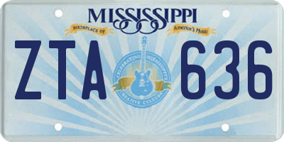MS license plate ZTA636