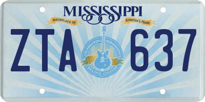 MS license plate ZTA637