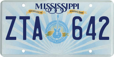MS license plate ZTA642