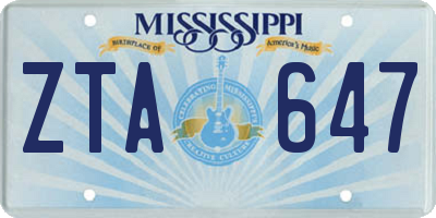 MS license plate ZTA647