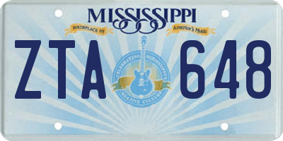 MS license plate ZTA648