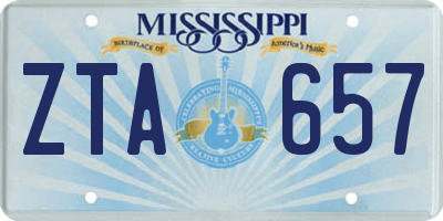 MS license plate ZTA657