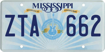 MS license plate ZTA662