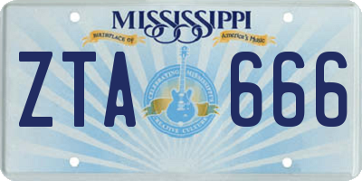 MS license plate ZTA666