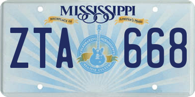 MS license plate ZTA668