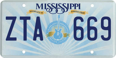 MS license plate ZTA669