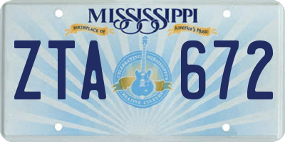 MS license plate ZTA672