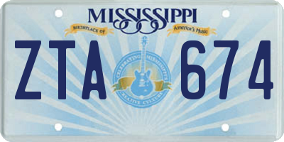 MS license plate ZTA674