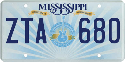 MS license plate ZTA680