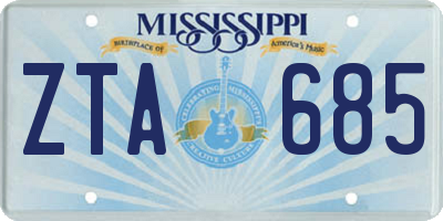 MS license plate ZTA685