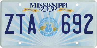 MS license plate ZTA692
