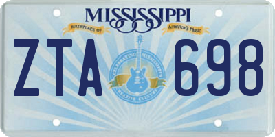 MS license plate ZTA698