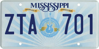 MS license plate ZTA701