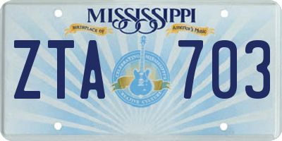 MS license plate ZTA703