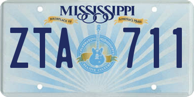 MS license plate ZTA711
