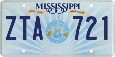 MS license plate ZTA721
