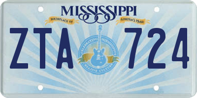 MS license plate ZTA724