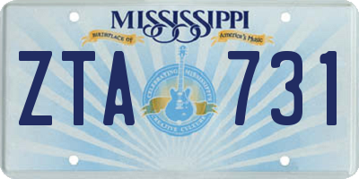 MS license plate ZTA731