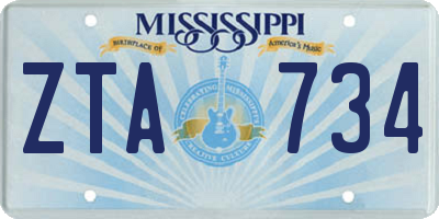 MS license plate ZTA734