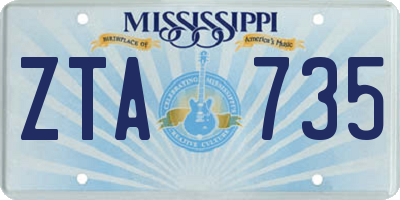 MS license plate ZTA735