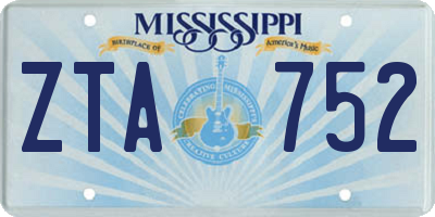 MS license plate ZTA752