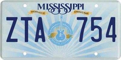 MS license plate ZTA754